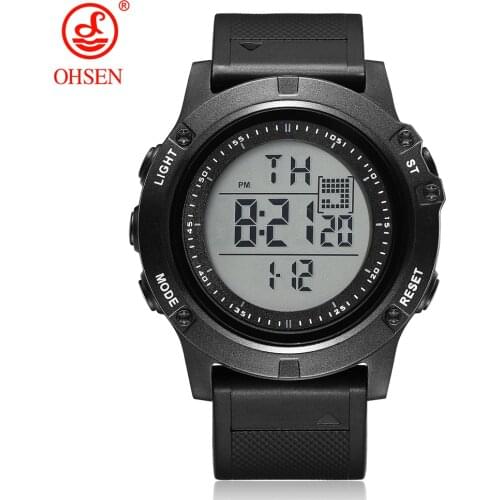OHSEN Digital Men Watch Electronic led Waterproof Mens Wristwatch Alarm Stopwatch Coffee Silicone Watches male relogio masculino