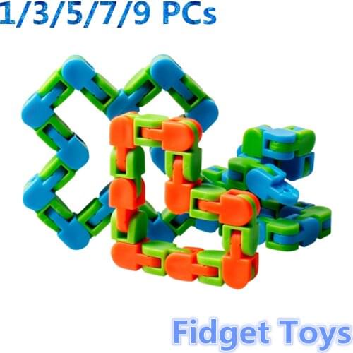 1-9PCs Colorful Puzzle Sensory Fidget Toys 24 Section Rotate Funny Chain Toys Stress Relief 24 Bit Juguetes Antistress Kids Gift