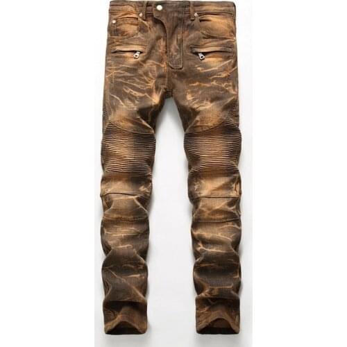 Denim Designer For MenS Bike Moto Jeans Stretch Straight OverSize 28 40 42 2021 Spring Autumn Winter HIP HOP Punk Streetwear