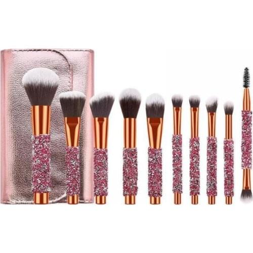 HD-10 10pcs/set Diamond Makeup Brush with Cosmetic Foundation Powder Blush Eyeshadow Blush Marble Face Make up Brush Beauty Tool