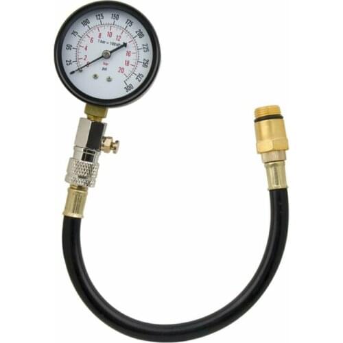 300 PSI Engine Cylinder Compression Pressure Meter Tester Gauge With Test Flex Hose Double Scale Dial PVC Case