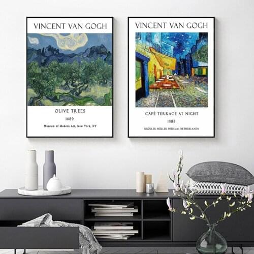 Van Gogh Olive Trees Cafe Terrace Canvas Painting Wall Art Nordic Posters and Prints Wall Pictures for Living Room Decoration