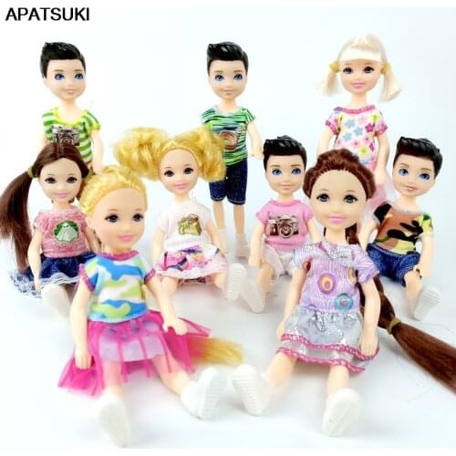 Mix Style 14.5cm Small Male Female Doll & Fashion Doll Clothes Tops Dress Short Pants Doll Accessories for Kid Toy Best Gifts