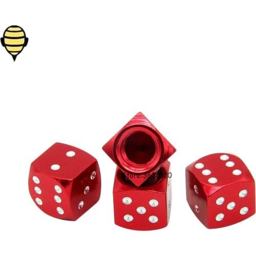 Red Dice Wheel Valve Stem Caps Sticker Car Accessories For Dodge Caliber Mazda 3 Citroen Cadillac Suzuki Holden Vauxhall Nissan