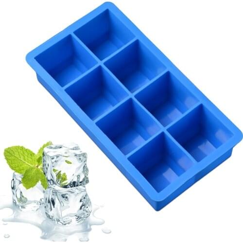 Creative Styling Tools Party Bar Black Square Silicon Ice Mold Whiskey Cocktail Frozen Silicone 8 Ice Cubes Tray Ice Maker H427