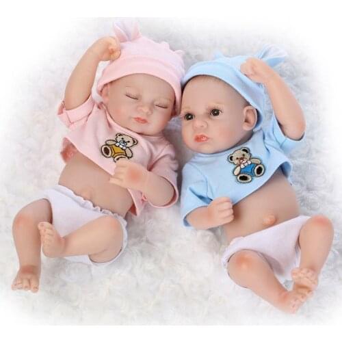 11'' Twins Reborn Baby Boy And Girl 2pcs Bebe Doll Full Body Silicone Vinyl Gift American Girl Doll