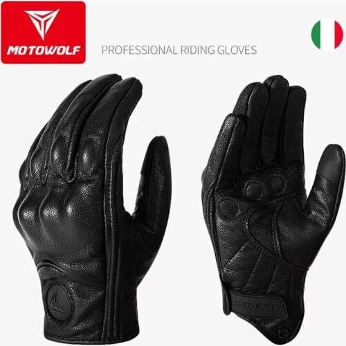 Motowolf Gloves Touchscreen Waterproof Gloves Motorcycle ATV Downhill Cycling Riding Genuine Leather Gloves