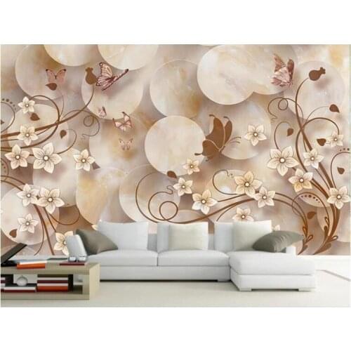 Marble Flower Butterfly Large mural wallpaper for living room TV background wall paper Bedroom sofa papel de parede 3D