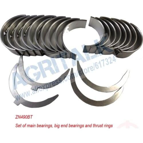 Set of standard main bearing, big end bearings and thrust rings for Changchai ZN390T/ZN390BT, part number