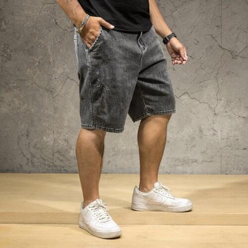 2021 New High quality plus size fashion casual loose stretch denim shorts jeans men summer big brand short jeans