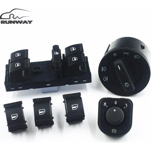 New Power Mirror Switch Headlight Switch Window Switch for Volkswagen VW jetta mk5 golf 5 6 tiguan passat b6 B7 CC 6PCS/SET