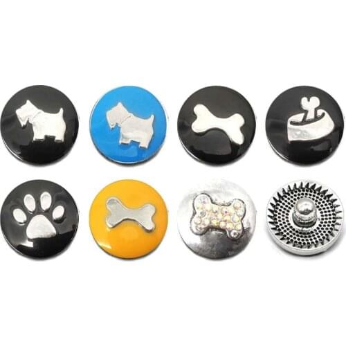 Wholesale metal Rhinestone Snap Buttons w156 Dog friend Diy Jewelry fit 18mm Snap button Necklaces/Bracelets for women