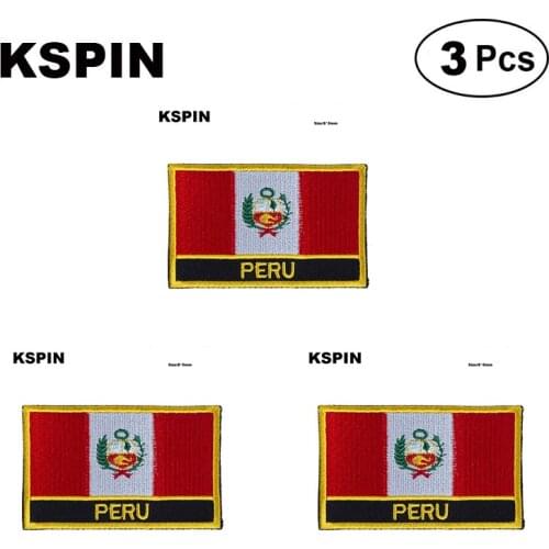 Peru Rectangular Shape Flag patches embroidered flag patches national flag patches for clothing DIY Decoration