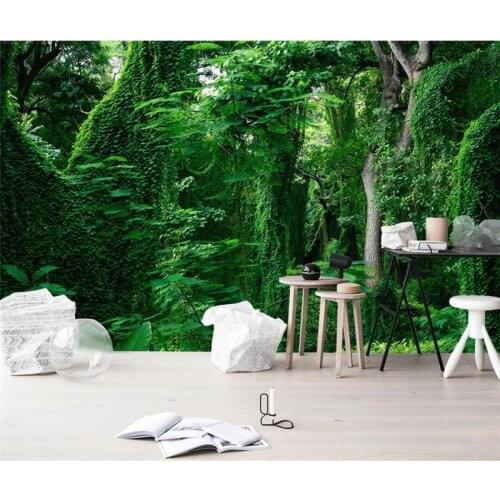 Custom Photo Wallpaper Forest 3D Wall Murals Scenery Green Tree 3D Bedroom Wallpaper Landscape TV Sofa Background Wallpaper 3D