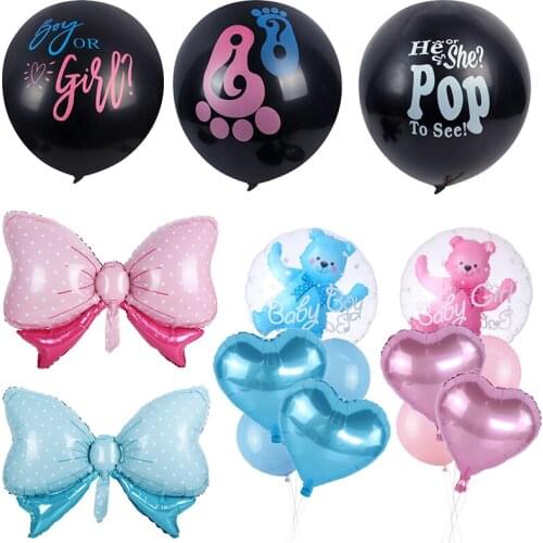 Baby Shower Girl Boy Holiday Decoration blue pink bear Foil Balloons Gender reveal party Decor Helium balloon DIY Party Supplies