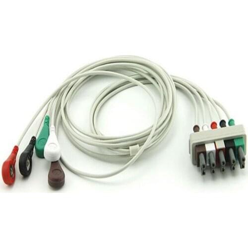 Compatible For Philips-HP MP20/30/40 43100A,,43120A,43200A ECG 5 Leadwires Snap end ECG Trunk Cable Medical Wire Cables AHA