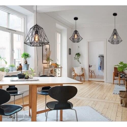 Modern Metal Cage Pendant Lights LED Diamond Birdcage Hanging Lamp for Living Room Pendant bird light Restaurant Home Lighting