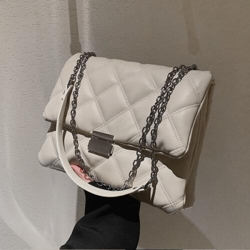 Burminsa Big Quilted Chain Tote Shoulder Bags For Women Brand Designer Large Capacity Crossbody Ladies Purses And Handbags 2021