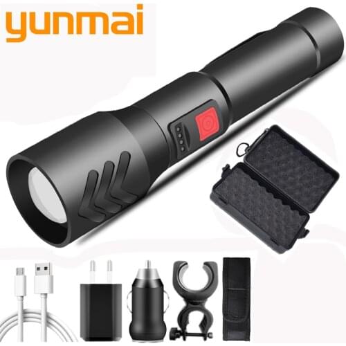 Built-in 18650 Battery XHP50.2 LED Flashlight Zoomable Usb Rechargeable Flashlight 2 In 1 Headlight Hard Bulb Bicycle Light 20W
