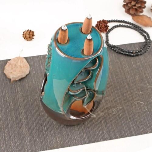 Three Sides Backflow Incense Burner Creative Ceramic Censer Fragrance Holder for Home Office
