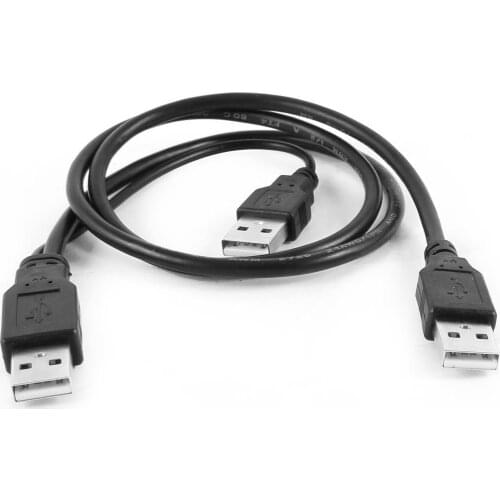 USB 2.0 A to A 3A Male Y Splitter Data Power Cable 2.5Ft Black for PC