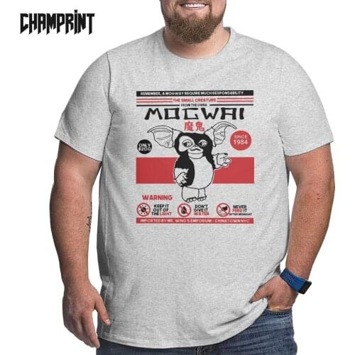 Vintage Mogwai Gizmo Gremlins Sci Fi Movies T-Shirts Men Crew Neck Cotton T Shirts Short Sleeve Big Tall Tee Shirt Plus Size