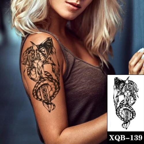 Japanese Evil Dragon Waterproof Temporary Tattoo Sticker Black Totem Design Fake Tattoos Flash Tatoos Arm Body Art for Women Men