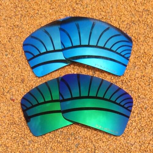 Ice Blue Mirrored & Green Mirrored Polarized Replacement Lenses for Eyepatch 1&Eyepatch 2 Frame 100% UVA & UVB