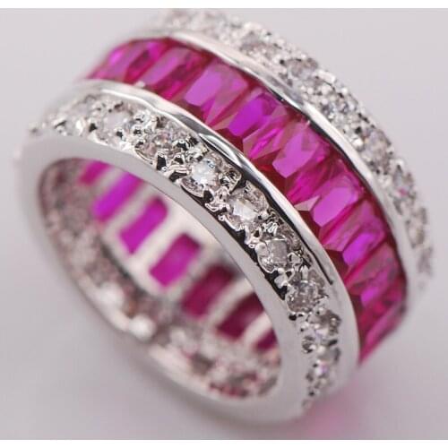 Pink Crystal Zircon Women 925 Sterling Silver Ring F677 Size 6 7 8 9 10