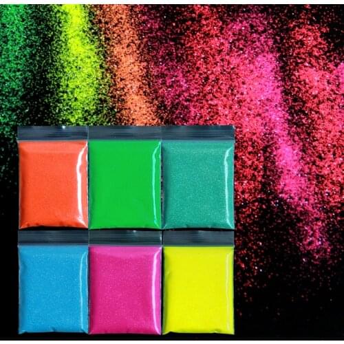 10g Colorful Nail Glitter Blue Pink Yellow Shiny Candy Powder Sugar Glitter Design For Nails Art Manicure DIY Decorations 0.2mm