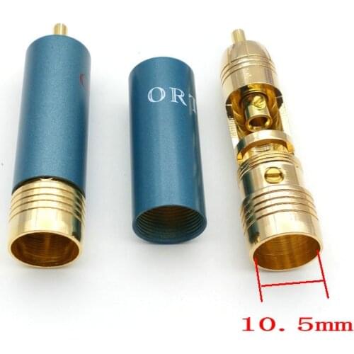10PCS copper Gold Plated Non Solder RCA Connector Plug