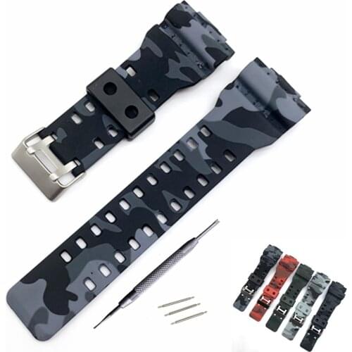 16mm Silicone Watchband for G-Shock GA-110 GA-100 GA-120 GR890 Camouflage Rubber Waterproof Men Watch Band Strap