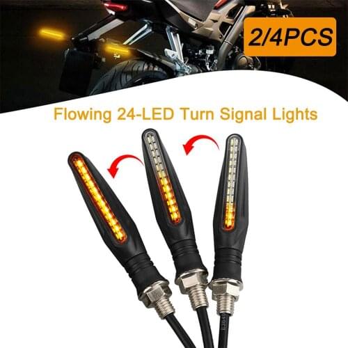 2/4pcs Super Bright Motorcycle Turn Signal LED Light 12V Flowing Water Blinker Flashing Indicator Bendable Tail Stop Signal Lamp