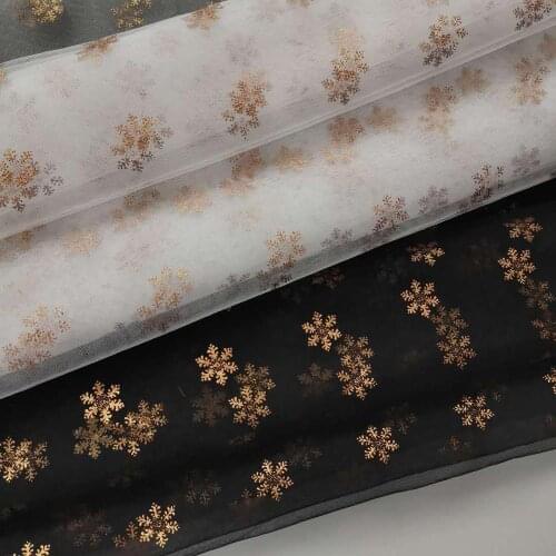 2 Yards Soft Print Snowflake Bronze French Lace Tulle mesh For DIY Bridal Veil Cupcake Dress Curtain Festival Cosplay Birthday
