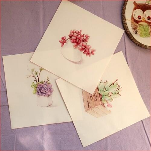 2018 New Arrival 20*20cm 100% Cotton Canvas Fabric Succulent Plants Series Patchwork Cloth Diy Decora Frame Painting