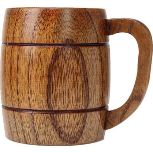 400Ml Classic Style Natural Wood Cup Wooden Beer Mugs Drinking for Party Novelty Gifts Eco-Friendly