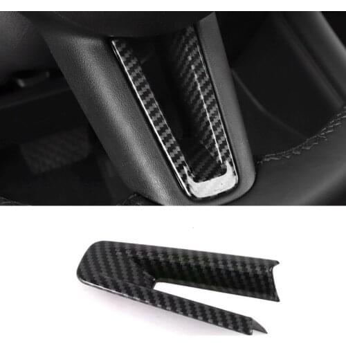 Car-Styling Accessories ABS Carbon Fiber Interior Car Steering Wheel Button Cover Trim 1pcs for Mazda 3 M3 Axela 2019 2020