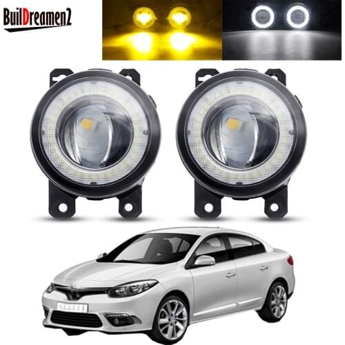 Car Angel Eye Fog Light Assembly LED Lens Fog Driving Lamp DRL 12V For Renault Fluence L30 Saloon 2010 2011 2012 2013 2014 2015