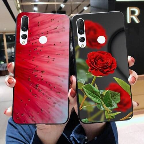 CUTEWANAN Red Heart Rose Flower TPU Soft Silicone Phone Case Cover for Huawei Honor 30 20 10 9 8 8x 8c v30 Lite view pro