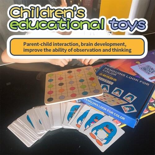 Xibao Childrens Educational Toys Parent-child Interactive Board Game Penguin Finding Color Wood Game Toddler Brain