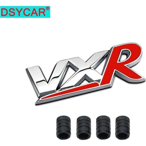 DSYCAR 3D Metal VXR Logo Car Badge Emblem Sticker +4Pcs Knurled Style with Plastic Core Valve Caps for Universal Car Styling New
