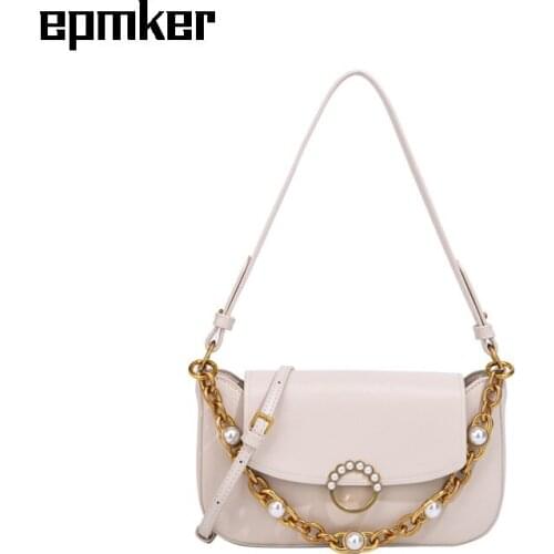 EPMKER 2021 New Luxury Designer Handbags Pearls Bags Cute Side Bag Chains Shoulder Bags Fashion Purses and Handbag Crossbody Bag