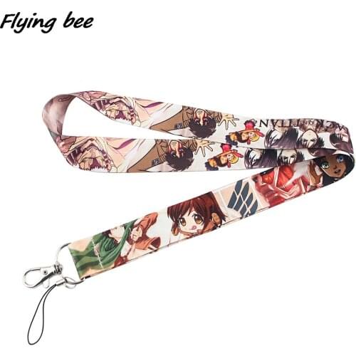 Flyingbee Attacking Giants Cartoon Style Anime Lovers Key Chain Lanyard Neck Strap For USB Badge Holder DIY Hang Rope X1335
