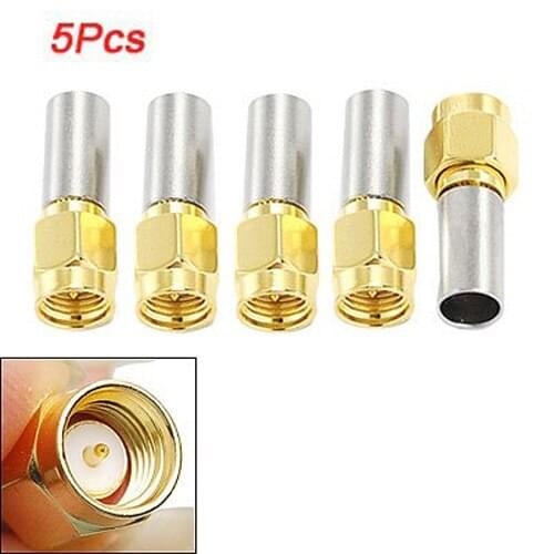 Hot 5pcs SMA Male Plug RF Coaxial Connector Crimp For RG58 RG142 RG400 LMR195 RG223