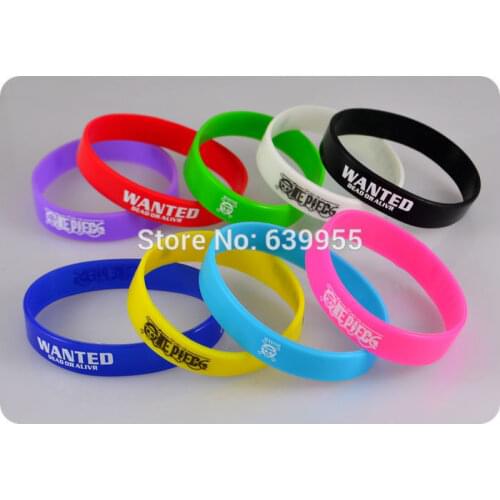 HOT 10x OP ONE PIECE WANTED Mix colors silicone Bracelet bangle wristband anime jewelry men women cosplay costume accessories