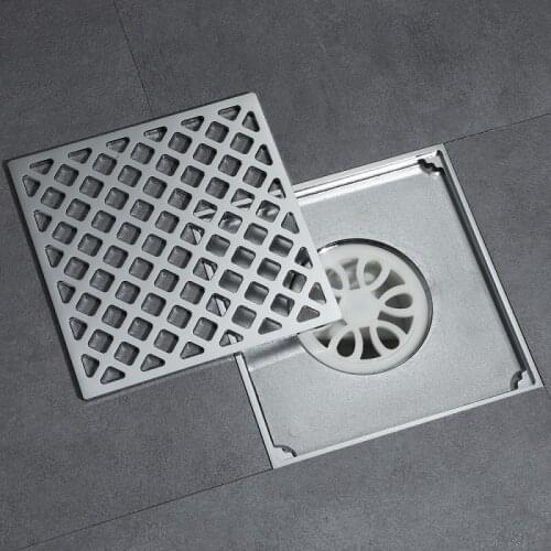 Brass Electroplating Shower Room Bathroom Floor Drainage Floor Drain Embedded Square Deodorizing Floor Drain 150mmx150mm