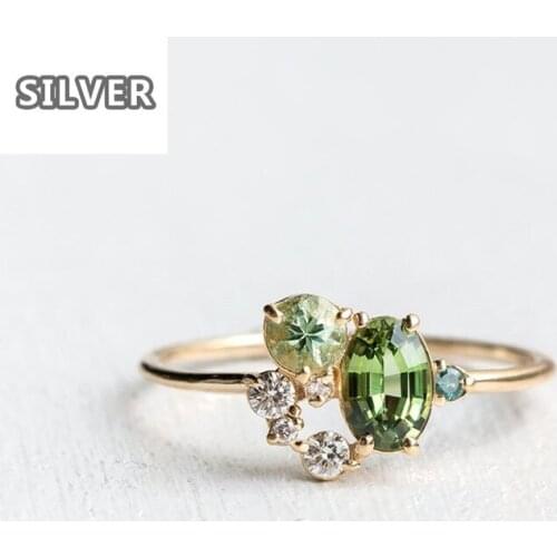 Forest magic princess Creative Tiny Green Zircon Ring for Women Euramerican Fashion Ladies Engagement Ring elegant Jewelry