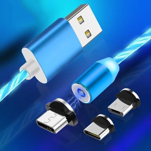 Flowing LED Indicator Magnet Charger USB Cable 1M Magnetic Phone Cord For Samsung Galaxy A3 A5 A7 2017 J3 J5 J7 2016 J4 J6 Plus
