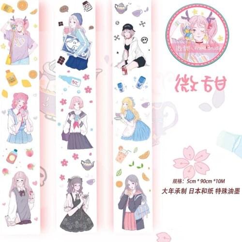 Cute Sweet Girl Washi Tapes Bullet Journal Masking Tape Adhesive Tape DIY Scrapbooking Washi Stickers