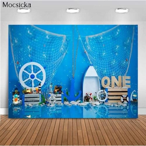 Mocsicka Nautisch Thema Fotografie Achtergrond Schip Zeilen Roer Schip Anker Kinderen Verjaardag Achtergrond Party